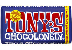 Chocolade Tony's Chocolonely donker melk pretzel toffee reep 180gr