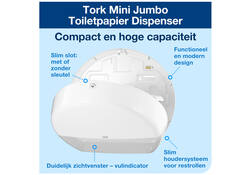 Toiletpapierdispenser Tork Mini Jumbo T2 Elevation wit 555000