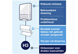 Handdoekdispenser Tork H3 Elevation C-vouw en Z-vouw wit 553000