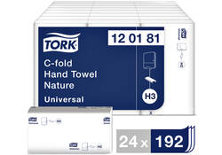 Handdoek Tork H3 c-vouw universal 1-laags naturel 120181