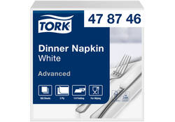 Dinerservetten Tork 2-laags 1/4-vouw 150st wit 478746