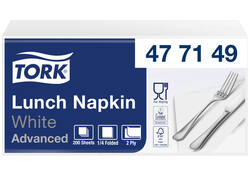 Servetten Tork 2-laags 1/4 gevouwen 200st wit 477149