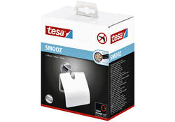 Toiletrolhouder met deksel tesa® Smooz hoogglans verchroomd metaal zelfklevend