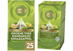 Thee Lipton Exclusive groene thee mandarijn sinaasappel 25 pramidezakjesx2gr