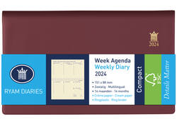 Agenda 2027 Ryam Compact Suprema 7dagen/2pagina's ringplastic bordeaux