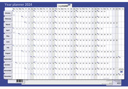 Jaarplanner 2027 Legamaster 90x60cm horizontaal gelamineerd Engelstalig
