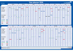 Projectplanner 2027 Legamaster 90x60cm horizontaal gelamineerd Engelstalig