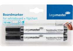 Viltstift Legamaster TZ 100 whiteboard rond 1.5-3mm zwart blister à 2 stuks