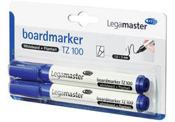 Viltstift Legamaster TZ 100 whiteboard rond 1.5-3mm blauw blister à 2 stuks