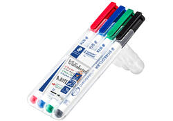 Viltstift Staedtler 301 whiteboard rond assorti 1mm 4stuks