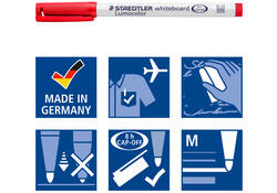 Viltstift Staedtler 301 whiteboard rond assorti 1mm 4stuks