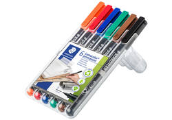 Viltstift Staedtler Lumocolor 313 permanent S set à 6 stuks assorti