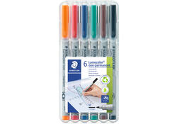 Viltstift Staedtler Lumocolor 315 non permanent M set à 6 stuks assorti
