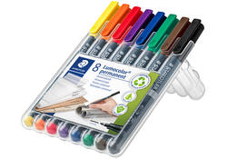 Viltstift Staedtler Lumocolor 318 permanent F set à 8 stuks assorti