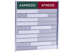 Aan- afwezigheidsbord voor 10 namen