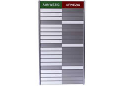 Aan- afwezigheidsbord voor 20 namen