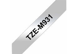 Labeltape Brother P-touch TZE-M931 12mm zwart op metalic