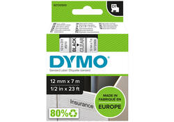 Labeltape Dymo LabelManager D1 polyester 12mm zwart op transparant