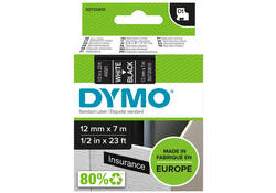 Labeltape Dymo LabelManager D1 polyester 12mm wit op zwart