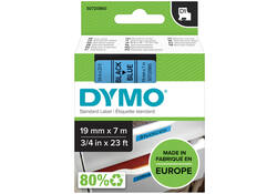 Labeltape Dymo LabelManager D1 polyester 19mm zwart op blauw