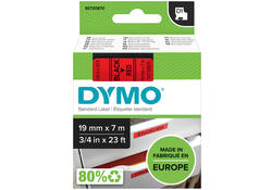 Labeltape Dymo LabelManager D1 polyester 19mm zwart op rood