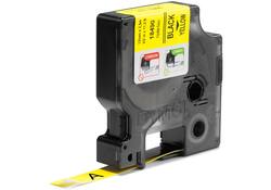 Labeltape Dymo Rhino industrieel nylon 12mm zwart op geel