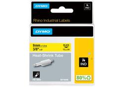 Labeltape Dymo Rhino industrieel krimpkous 9mm zwart op geel