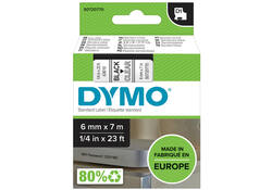 Labeltape Dymo LabelManager D1 polyester 6mm zwart op transparant