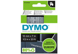 Labeltape Dymo LabelManager D1 polyester 12mm wit op transparant