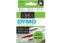 Labeltape Dymo LabelManager D1 polyester 19mm wit op zwart