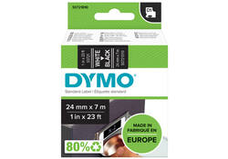 Labeltape Dymo LabelManager D1 polyester 24mm wit op zwart