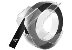 Reliëftape Dymo embossing plastic 9mm wit op zwart