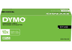 Reliëftape Dymo embossing vinyl 9mm wit op rood