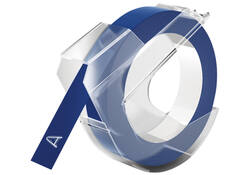 Reliëftape Dymo embossing vinyl 9mm wit op blauw