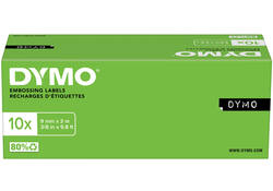 Reliëftape Dymo embossing vinyl 9mm wit op blauw