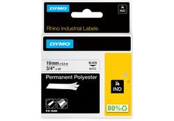 Labeltape Dymo Rhino industrieel polyester 19mm zwart op wit