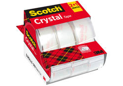Plakband Scotch Crystal 600 19mmx7.5m transparant 2+1 gratis + handdispenser