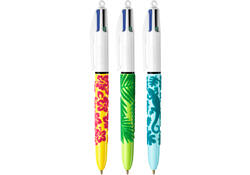 Balpen Bic 4kleuren velours medium assorti