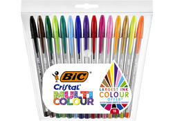 Balpen Bic Cristal large multicolour assorti etui à 15 stuks