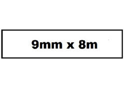 Labeltape Quantore TZE-221 9mm x 8m zwart op wit