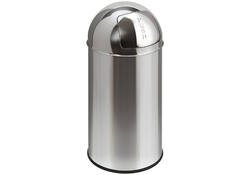 Afvalbak Pushcan met pushdeksel 40liter zilver
