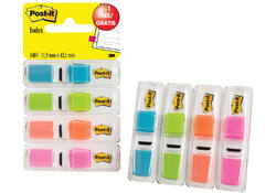 Indextabs Post-it 6834 11.9mmx43.1mm helder 3+1 gratis assorti 35 tabs per dispernser