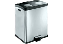 Afvalbak EKO Rejoice pedaalemmer 2x30 liter mat RVS