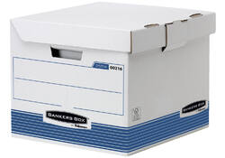 Archiefdoos Bankers Box System flip top kubus wit blauw