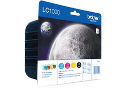 Inktcartridge Brother LC-1000VALBP zwart + 3 kleuren
