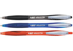 Balpen Bic Atlantis soft metalen clip clic medium blauw