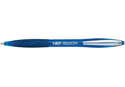 Balpen Bic Atlantis soft metalen clip clic medium blauw