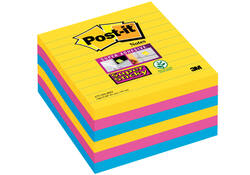 Memoblok Post-it 675 Super Sticky 101x101mm lijn Rio