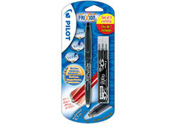 Rollerpen PILOT friXion medium zwart blister à 1 stuk + 3 vullingen