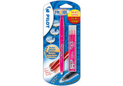 Rollerpen PILOT friXion medium roze blister à 1 stuk + 3 vullingen